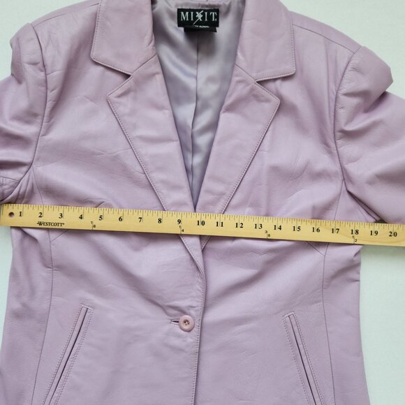 Mixit Genuine Leather Lavender Purple Blazer Jacket Office Spring Easter Pretty - Picture 8 of 12